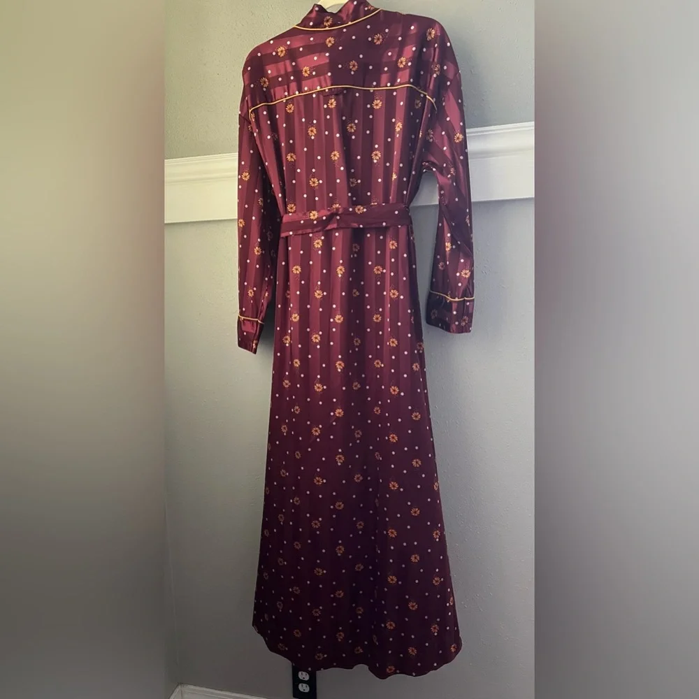 New FREE PEOPLE Women's Pajama Party Holiday Robe - Wine Combo Size Large - Picture 3 of 11